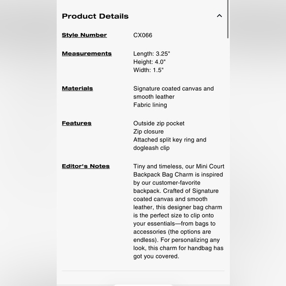 Coach Tan and Brown Mini Backpack Charm - Picture 9 of 9